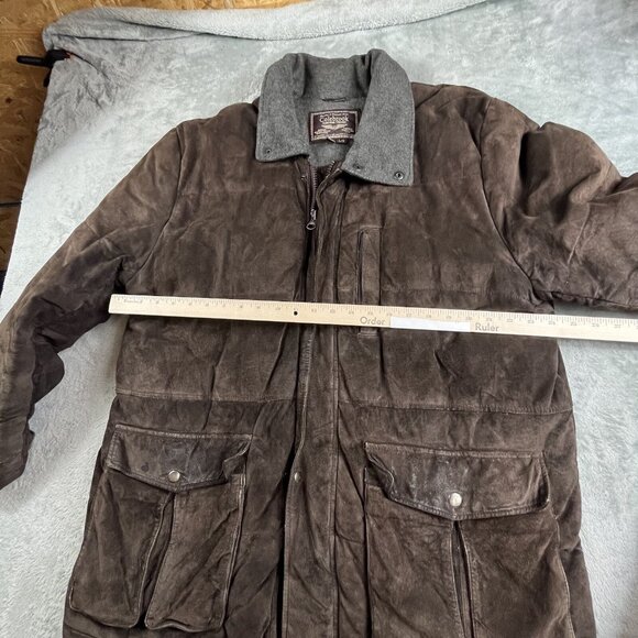 VTG Colebrook Leather Jacket Mens Large Brown Bomber Quilt Lined Coat 90s Y2K - Picture 6 of 16